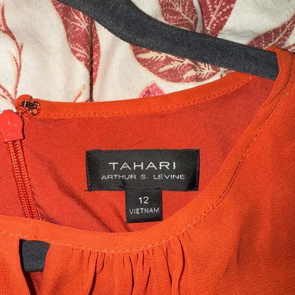Tahari ASL Bold Orange High Low Dress - Picture 4 of 4